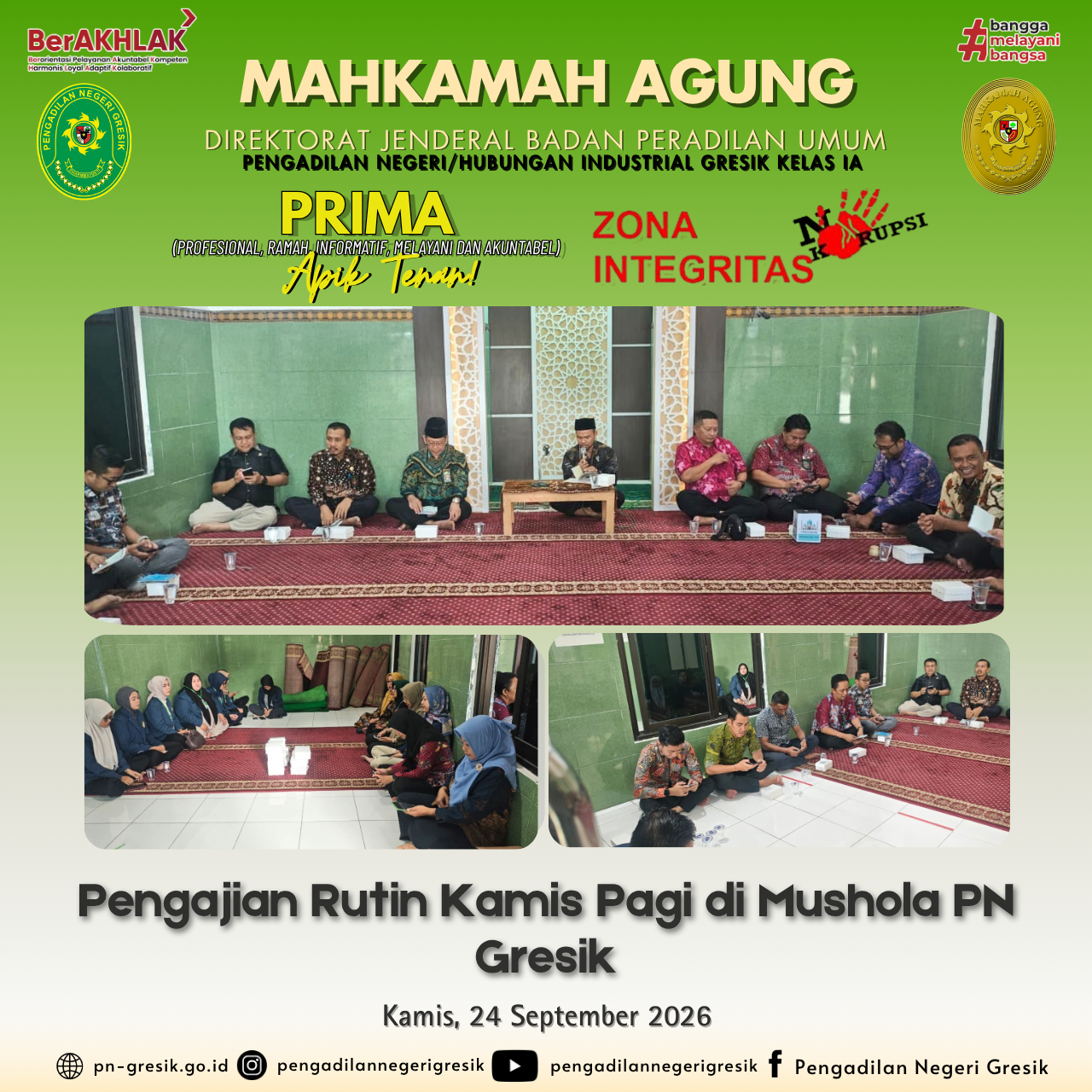 Pengajian Rutin Kamis Pagi di Mushollah PN Gresik 